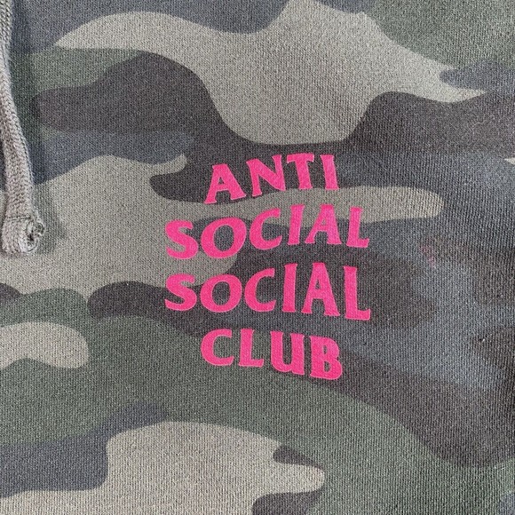Anti Social Social Club Green Camouflage Hoodie Sweatshirt - Picture 6 of 7
